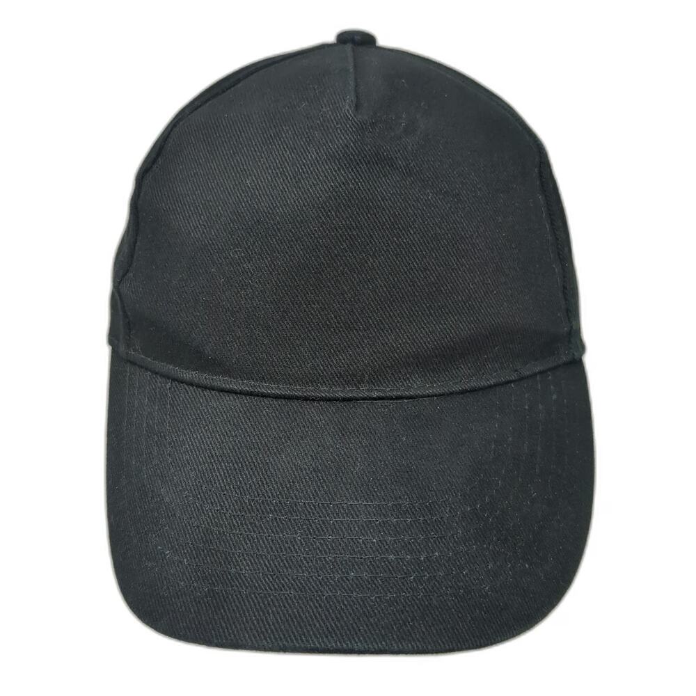 Elevate 5 Panel Black Hat One Size Slideback Cotton Personetics Side Embroidery